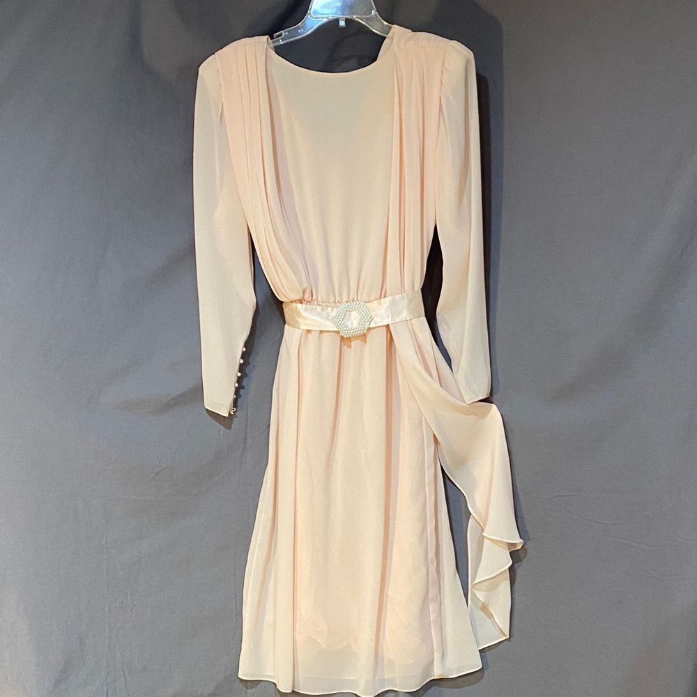 Vintage 80’s Ursula of Switzerland peach Dress + adjustable pear accented belt
